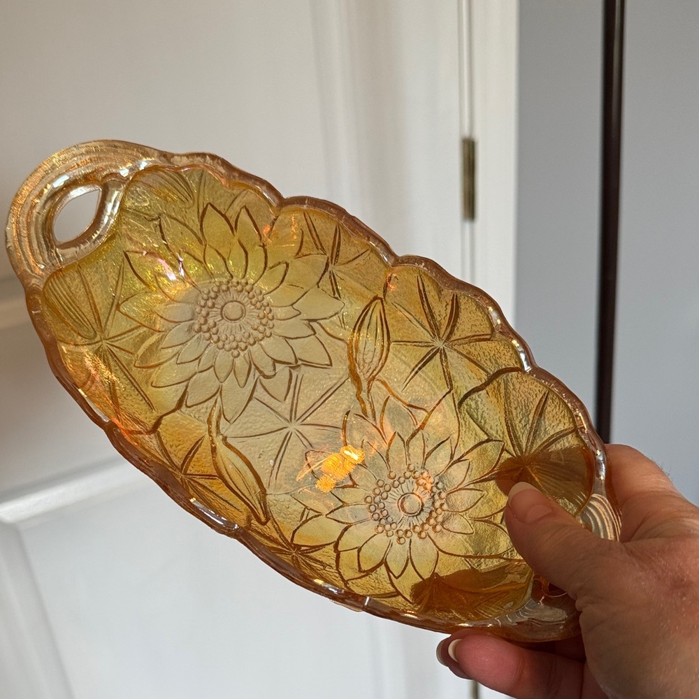 Vintage Carnival Glass Serving Plate
